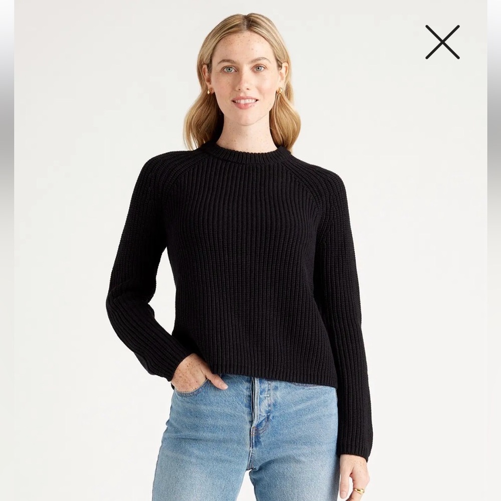 Quince 100% Organic Cotton Fisherman Sweater Black size Large